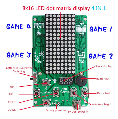Diy Kit Electronico Maquina De Juego Tetris, Snake, Etc