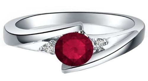 Imagen 1 de 7 de Elegante Anillo De Compromiso Central Rubí Con Oro Bco 10k