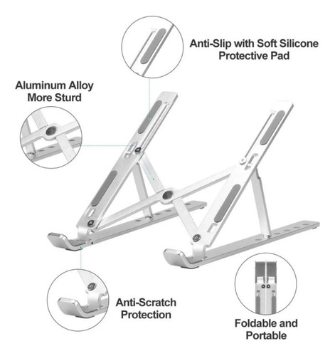 Soporte De Aluminio Portátil Notebook, Laptop, Tablet, Multi
