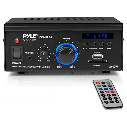 Amplificador De Potencia Pyle Pcau25a, Doble Canal, Usb