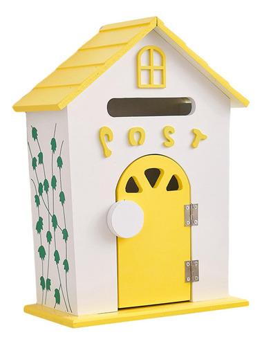 Buzón De Correo De Madera Para Jardín, Montaje En Amarillo