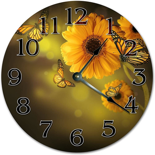 ~? 10.5  Reloj De Retrato Perfecto De Girasol Y Mariposa - G