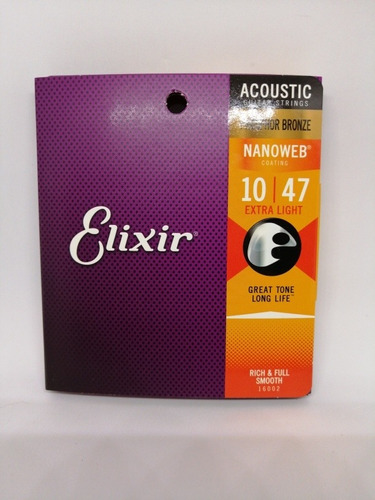 Imagen 1 de 6 de Cuerdas De Guitarra Elixir 16002 Calibre (10-47)