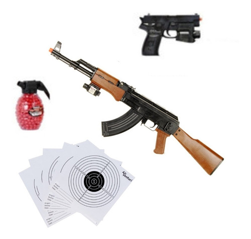 Rifle Ak-47 P1147 6mm Resorte Airsoft Laser Xtr C