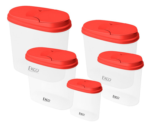 Contenedor de alimentos Ekco Classic 4mL color transparente/rojo - pack x 5 unidades