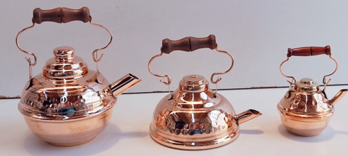 Imagen 1 de 6 de 3 Teteras Mini De Cobre Solo Decoración Artesanía Chilena