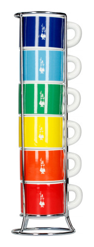 Bialetti Set X6 Tazas Porcelana Cafe Espresso 45ml Colores