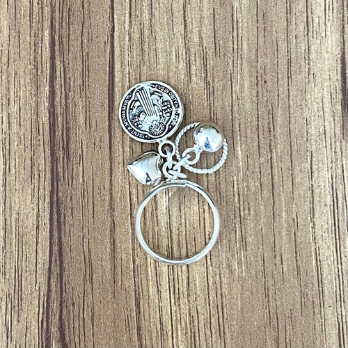 Imagen 4 de 10 de Anillo Plata 925 Dijes Colgantes San Benito Ajustable Agalea