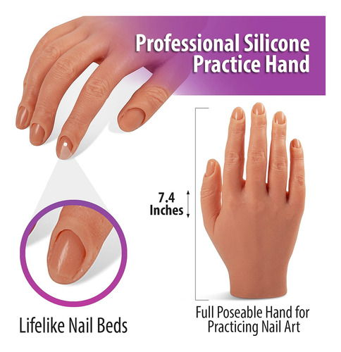 Mano De Práctica Profesional De Silicona Para Uñas Acríli...