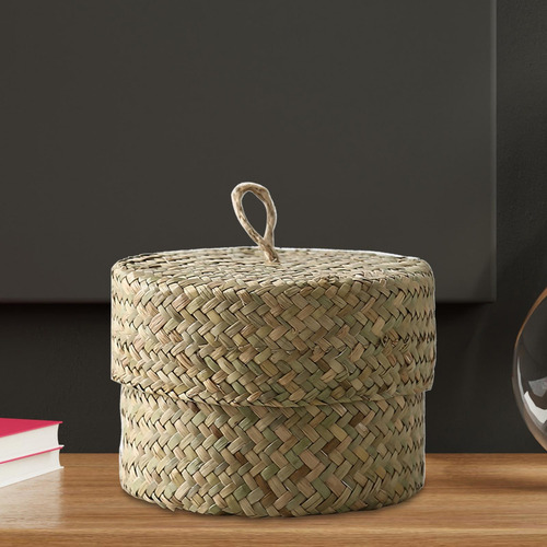 Cesta De Armazenamento Redonda Seagrass Container Caixa De