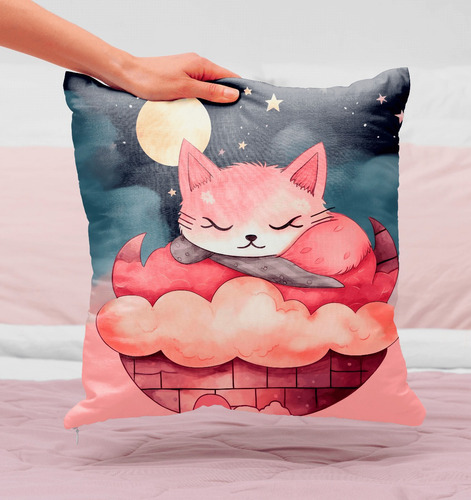 Souvenir Cumplea 5 Almohadas 25x25 Cm Gato Gatitos Acuarela