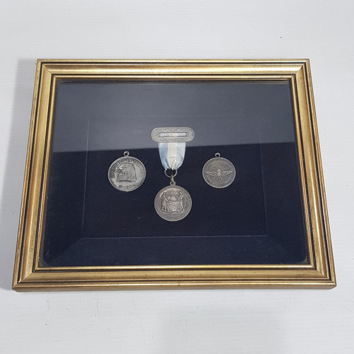 Antiguo Cuadro Medallas Plata Prensa Aeronáutica Mag 62353
