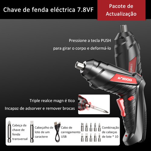 Parafusadeira Sem Fio 4.2v 220V C/ Carregador E Acessórios Cor Preto Frequência 60hz