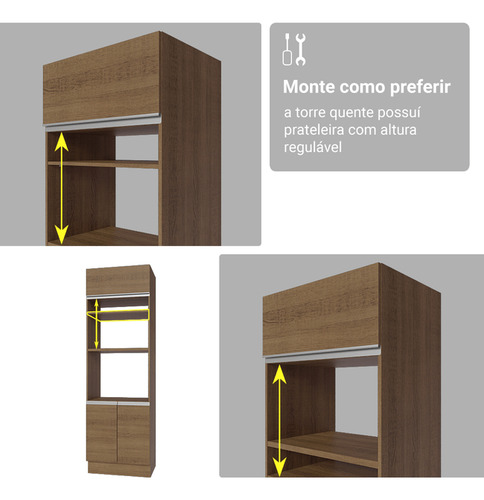 Armário De Cozinha Completa 549cm Rustic Glamy Madesa 01