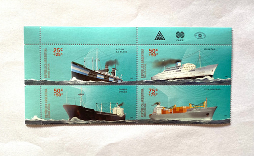 Filatelia Argentina Transporte Marítimo 2005 4 Val Mint
