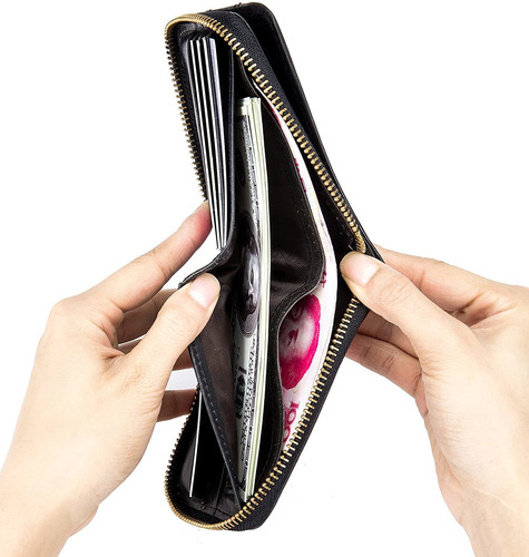 Mens Billetera De Cuero Con Cremallera De Bloqueo Rfid ...