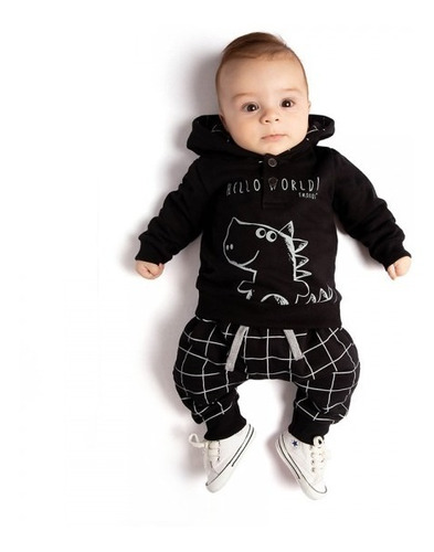 Roupa De Bebe Menino Conjunto Blusa E Moletom Dinossauro