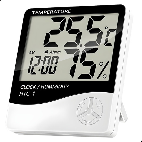 Termohigrometro Digital Higrometro Reloj Temperatura Htc-1