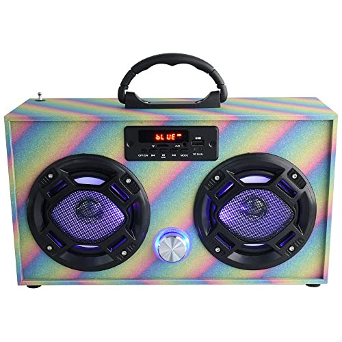 Mini Boombox Altavoces Led, Altavoz   Retro Radio Fm Me...