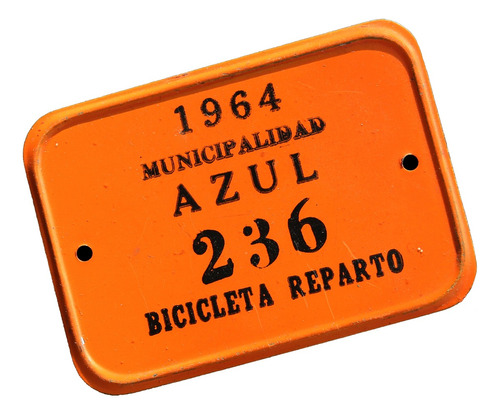 ¬¬ Placa Patente Argentina Bicicleta Reparto Año 1964 Zp