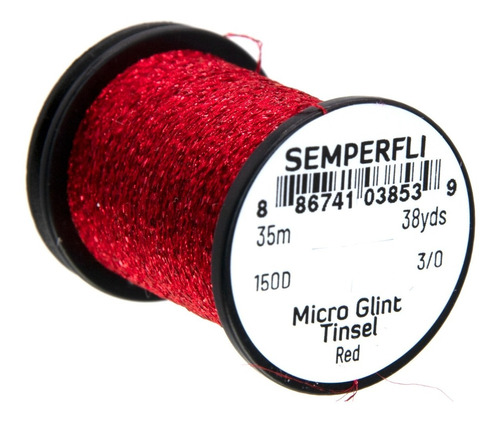 Semperfli Micro Glint Nymph Tinsel Rojo Atado Moscas