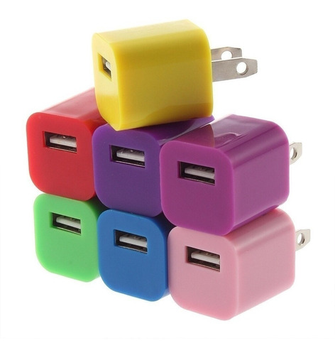 10 Cubo Cargador De Pared Portatil 5v 1a Universal Colores