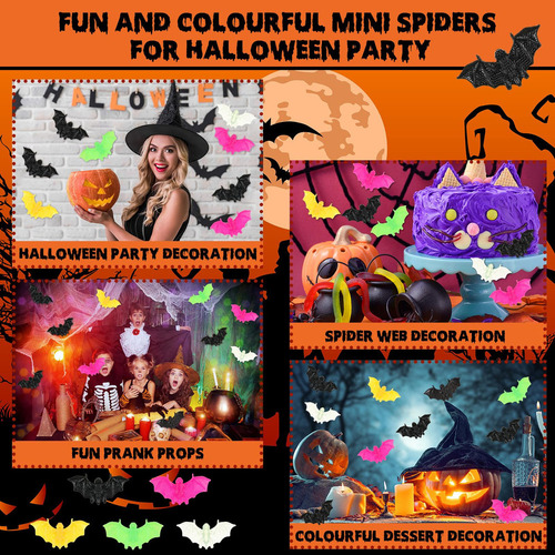 120 Piezas De Murciélagos De Plástico En 3d For Halloween,