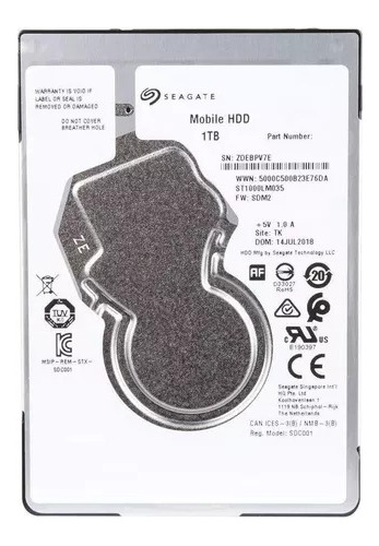 Disco rígido interno Seagate Mobile HDD 1Tb 5.400 RPM 6Gb/s ST1000LM035 notebook Hd cor branco - Excelente (Recondicionado)