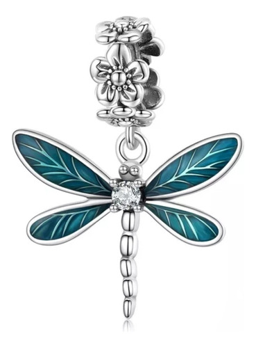 Charm Para Pulsera Libélula Verde Plata Ley 925