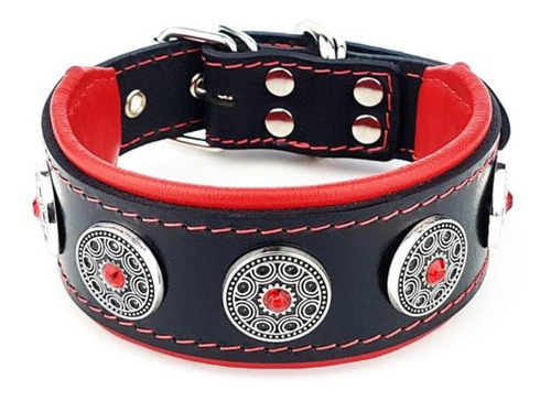 Collar Para Perro Bijou Black/red Bestia Dog Brand. Cuero. M