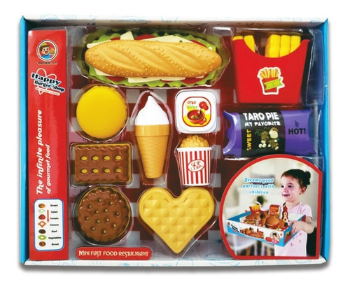 Set Comidas De Juguete 18 Piezas Feliz Burguer Shop Comidita