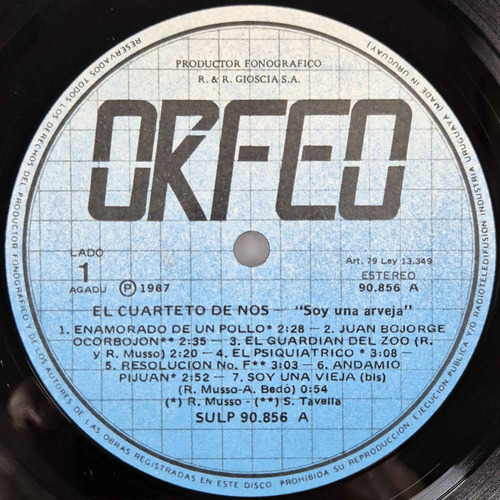 El Cuarteto De Nos - Soy Una Arveja (1987) Uruguay - Vinilo Estándar (Usado)