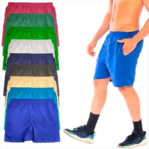 Kit 5 Shorts Tactel Masculino Com 3 Bolsos Treino Academia