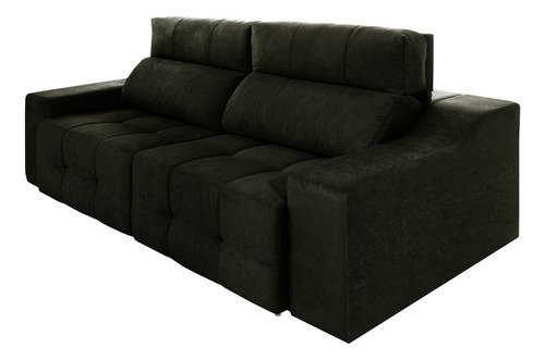 Sofá 3 Lugares Connect Plus Retrátil E Reclinável Suede Amassado Cor Preto