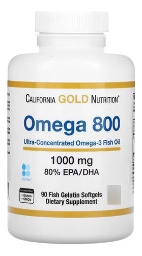 Suplemento em cápsulas de ômega 800 da California Gold Nutrition, óleo de peixe ômega-3 ultraconcentrado, 80% de EPA e DHA em um pacote de 90