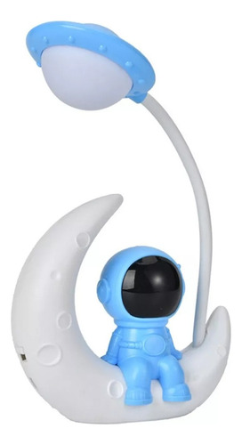 Lampara Velador Luna C/ Astronauta Led Luz De Noche Usb