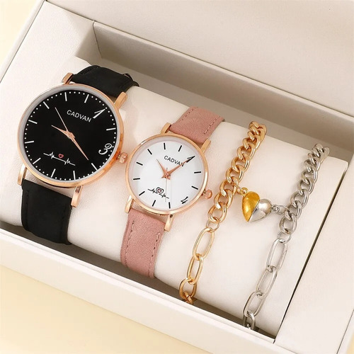 Set De 2 Relojes Con Pulseras Para Parejas, De Shein