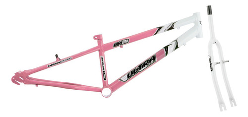 Quadro De Bicicleta Em Aço Carbono Aro24 Ultra Bikes Bicolor Cor Rosa bebê