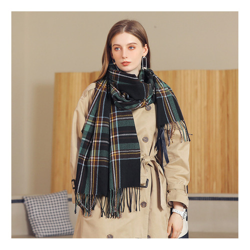 Q Bufanda A Cuadros De Invierno Para Mujer, Bufanda Cálida