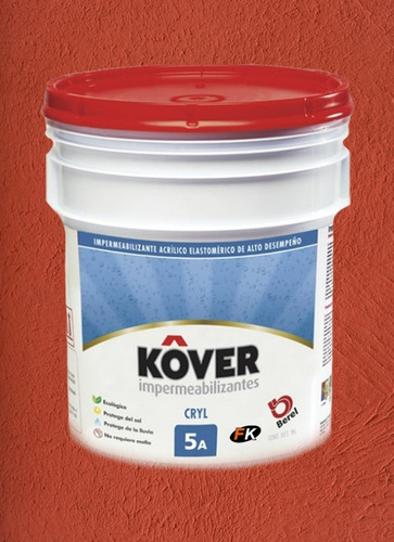 Cubeta De Impermeabilizante Kover Cryl 5 Años- Berel Mx Color Terracota