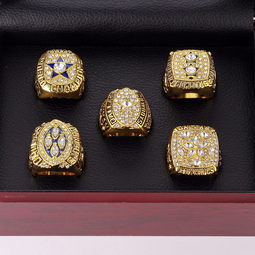 C Nfl Dallas Cowboys 5 All-time Campeonato Anillos De Oro