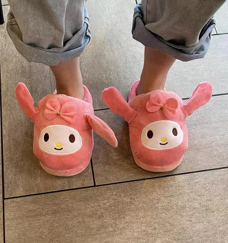 Zapatillas De Algodón Engrosado Con Orejas Móviles