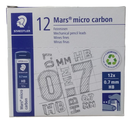 Minas Dibujo Staedtler 0.7 Hb P/ Portaminas Caja X 12 Tubos