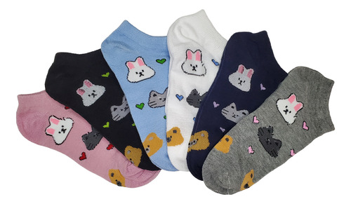Calcetin Tin Caritas Animalitos Algodón 23-26 Cm 6 Pares