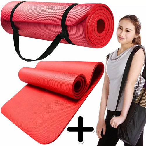 Mat Yoga Colchoneta Pilates Fitness Caucho Nbr 10 Mm + Bolso