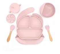 Comprar Set Alimentación Bebé Silicona Babero Platos Cubiertos Vaso