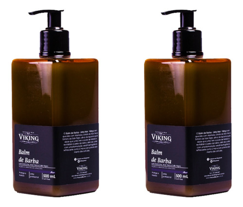 Kit 2 Balm De Barba Terra Profissional 500 Ml Viking Brand Fragrância 2 Mar