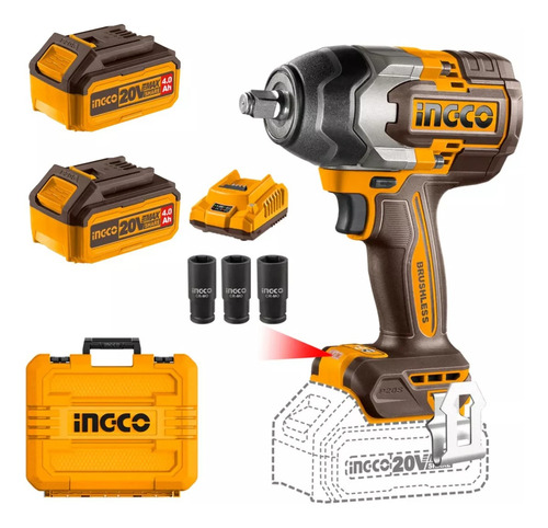 Chave de impacto 850nm 20v P20s C 2bat Carga e bolsa Lnf Cor Amarela Frequência 50hz-60hz