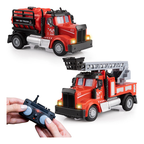 Force1 Mini Rc Firetrucks Toys For Kids - 2 Paquete Control