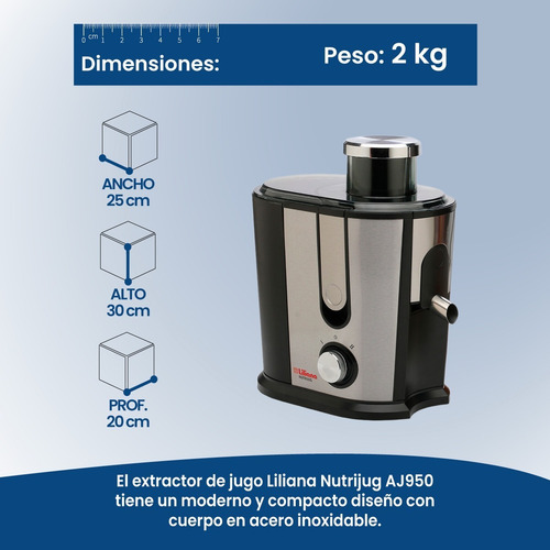 Imagen 3 de 7 de Extractor De Jugo Juguera Liliana 500w 2 Vel + Vaso A12